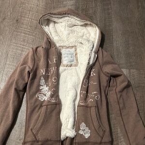 Aeropostale Brown Hoodie with Cream Interior